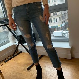 7 For All Mankind Distressed Cropped Jeans - Sz 23